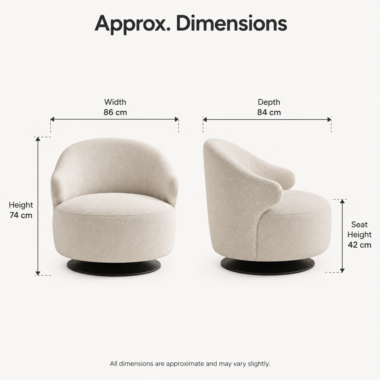 Modern Bouclé Swivel Accent Chair with Curved Back and Deep Seat