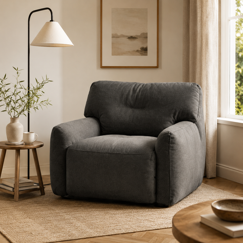 Modern Upholstered Accent Chair with Deep Seat and Soft Fabric