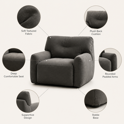 Modern Upholstered Accent Chair with Deep Seat and Soft Fabric