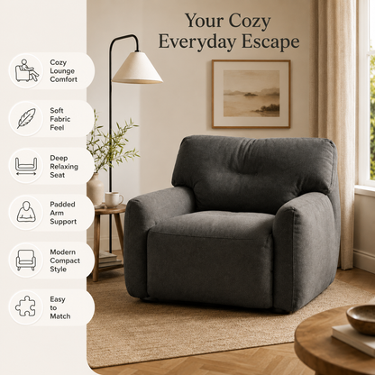 Modern Upholstered Accent Chair with Deep Seat and Soft Fabric