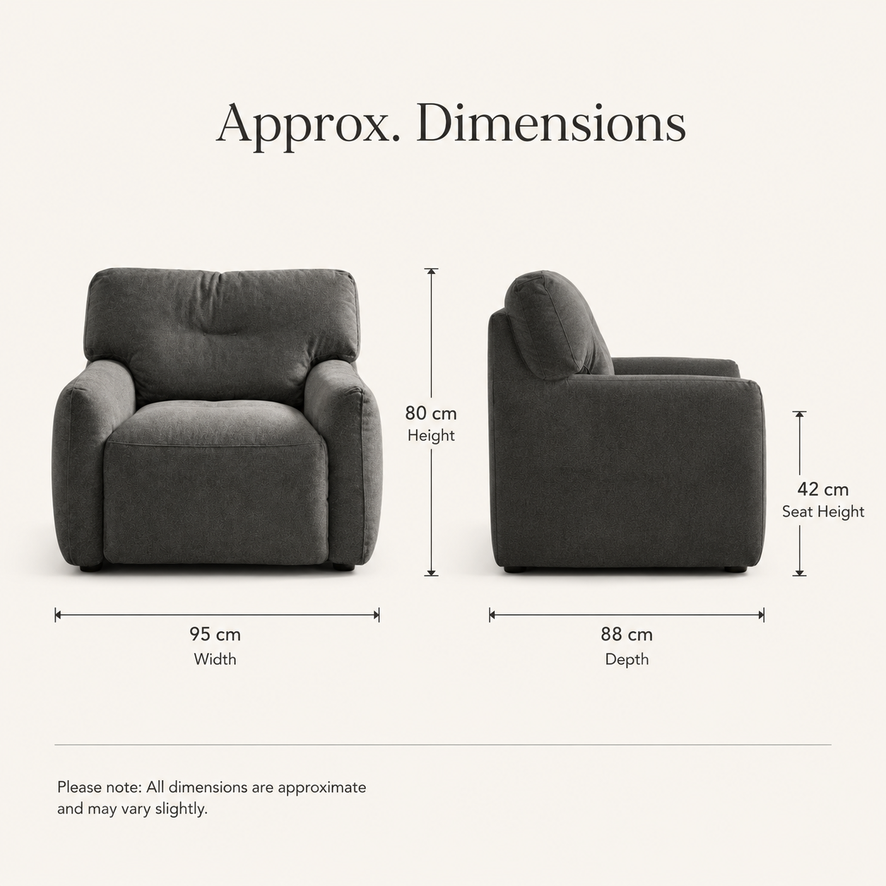 Modern Upholstered Accent Chair with Deep Seat and Soft Fabric